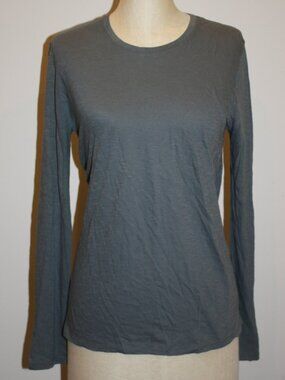 NWT VINCE LONG SLEEVE GRAY COTTON T-SHIRT TOP - MEDIUM 4 6